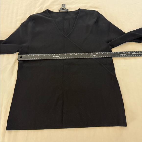 Cable & Gauge Black Wrap Blouse V-Neck 3/4 Sleeve Top - Size XL - Picture 4 of 6